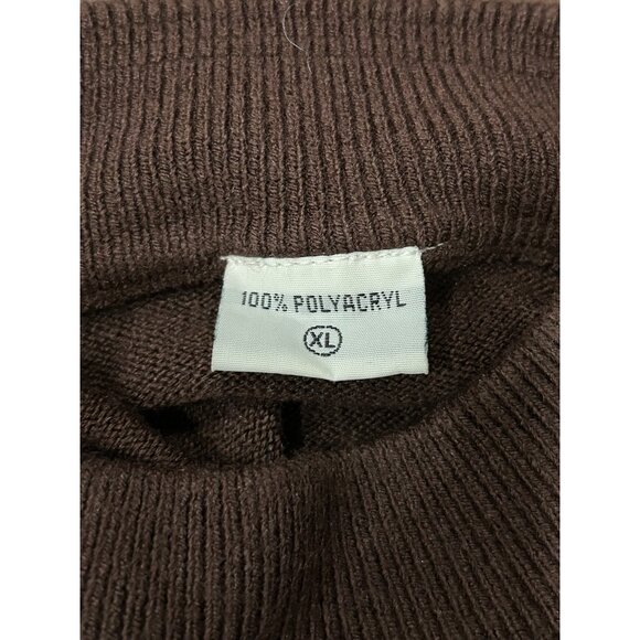Brown Long-Sleeve Ribbed Knit Mockneck Sweater Sz XL - Picture 5 of 8